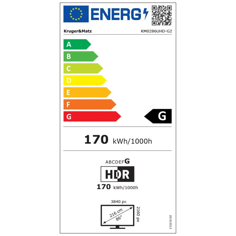 Google Smart TV Qled 86INCH 218CM H265 HEVC Kruger&Matz