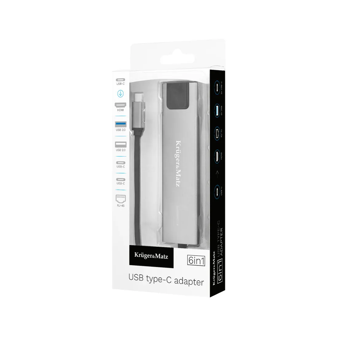 Adaptor Hub USB Tip C HDMI/2X USB3.0/2X USB Tip C/RJ45