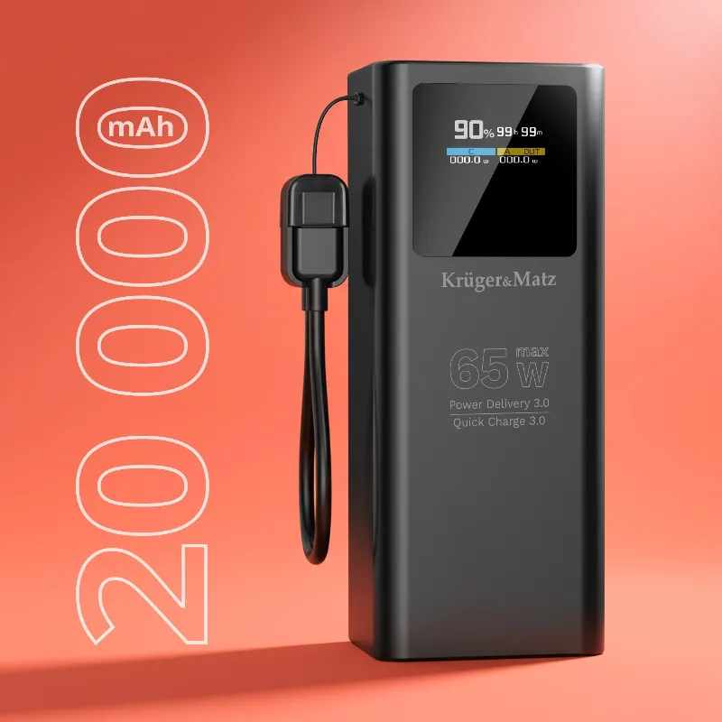 Power Bank 20000 MAH Li-Ion 65W QC PD Kruger&Matz