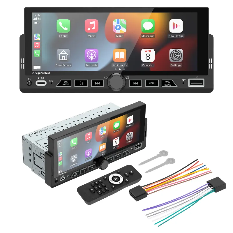 Player Auto 1 din 4X60W Carplay Androidauto Kruger&Matz
