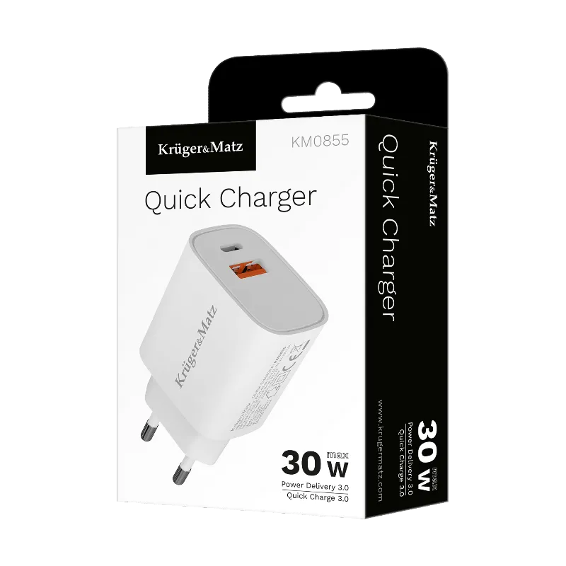 Incarcator Retea Gan PD 3.0 QC 3.0 30W Kruger&Matz