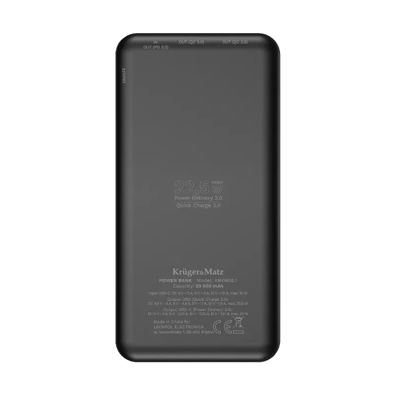 Power Bank 20000MAH Li-Pol QC 3.0 PD 3.0 Kruger&Matz