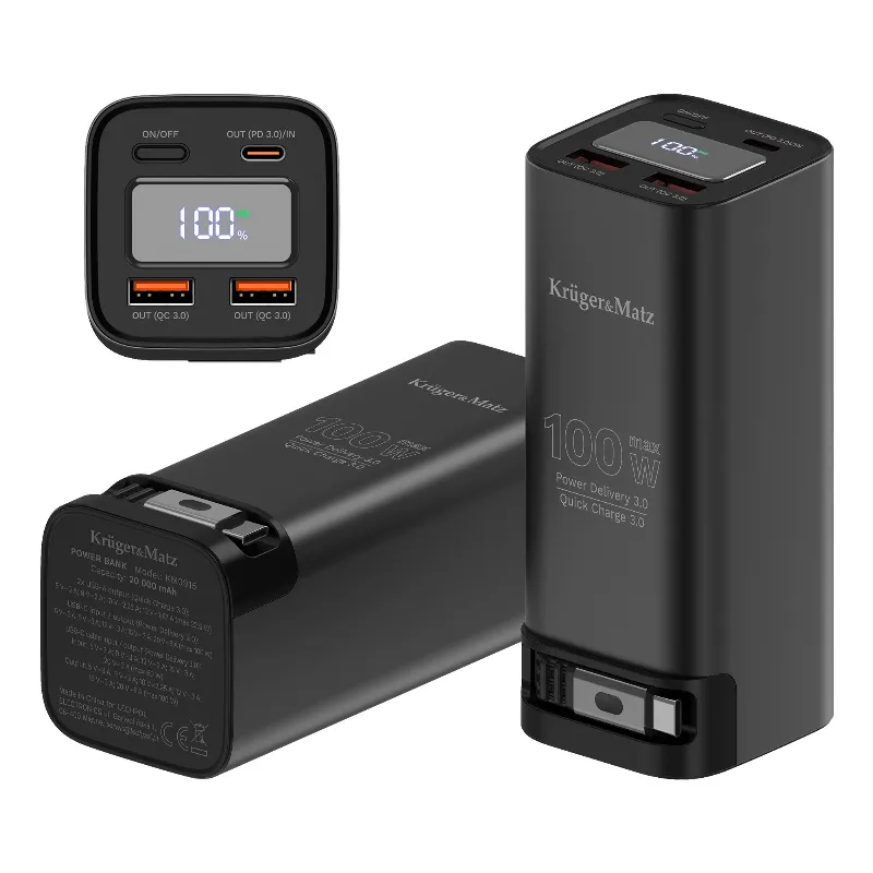 Power Bank 20000 MAH Li-Ion 100W QC PD Kruger&Matz