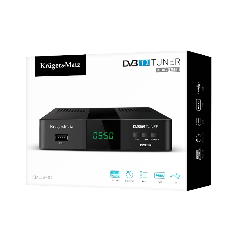 Tuner DVB-T2 H.265 HEVC Kruger&Matz