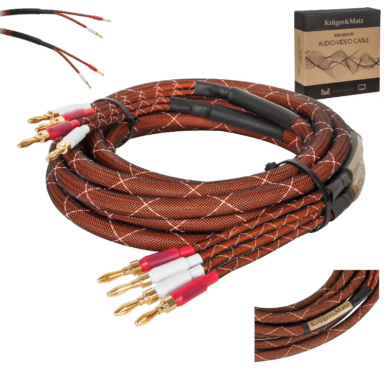 Set Cablu Difuzor Mufe Banana X2 Cupru 15AWG 5M K&M