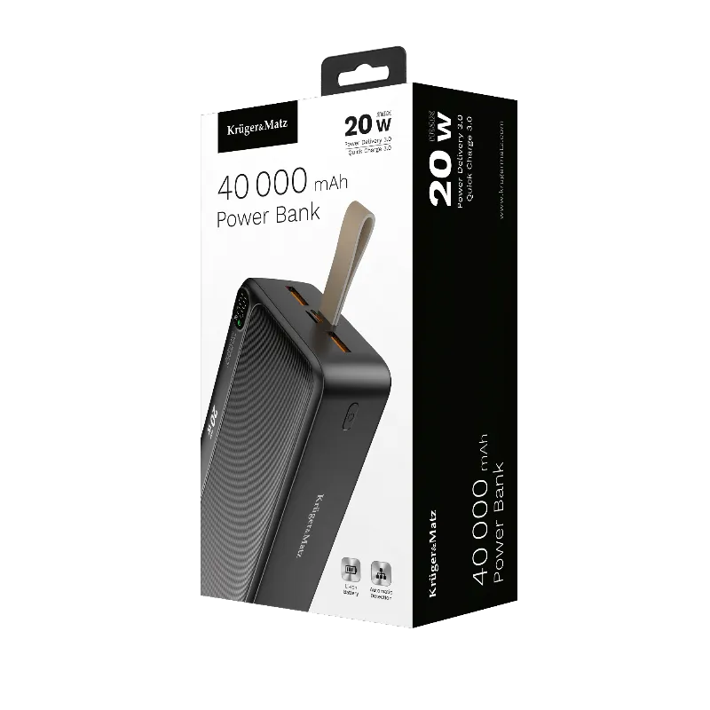 Power Bank 40000MAH Li-Ion QC PD Kruger&Matz