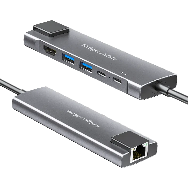 Adaptor Hub USB Tip C HDMI/2X USB3.0/2X USB Tip C/RJ45