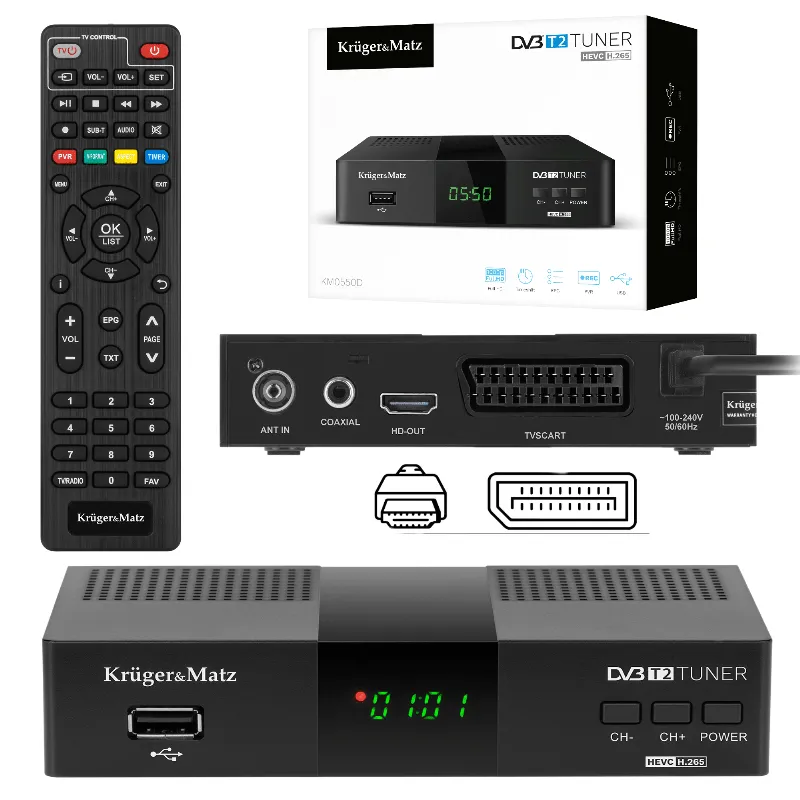 Tuner DVB-T2 H.265 HEVC Kruger&Matz
