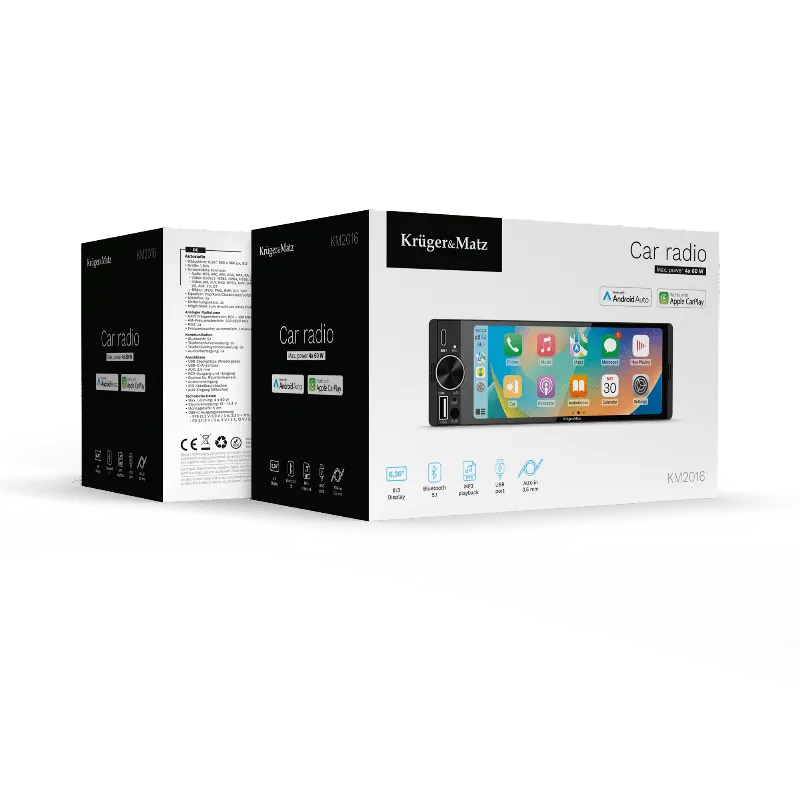 Player Auto 1 din 4X60W Carplay Androidauto Kruger&Matz