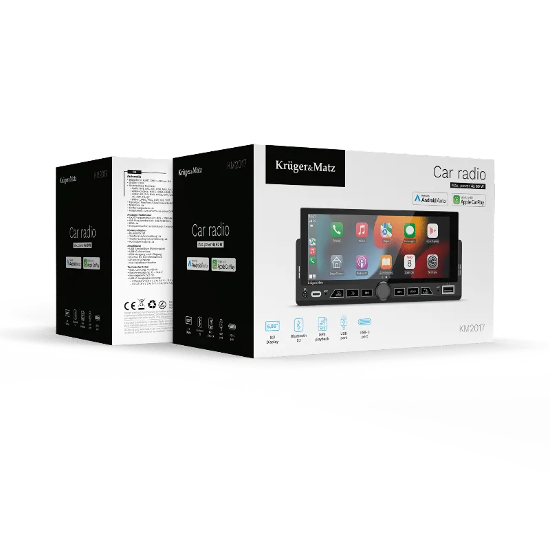 Player Auto 1 din 4X60W Carplay Androidauto Kruger&Matz