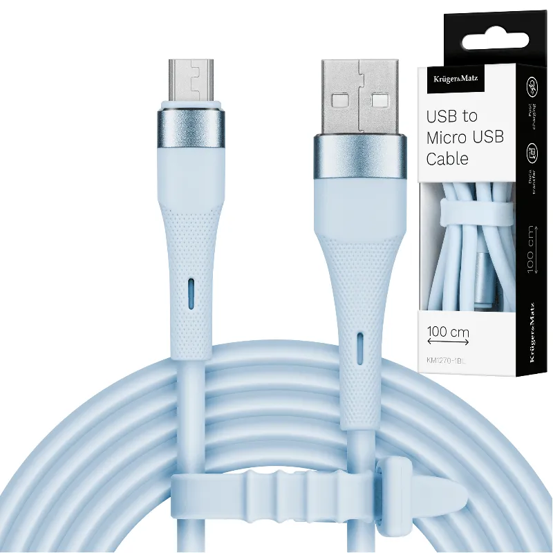 Cablu Silicon USB-Micro USB 1M Basic Kruger&Matz