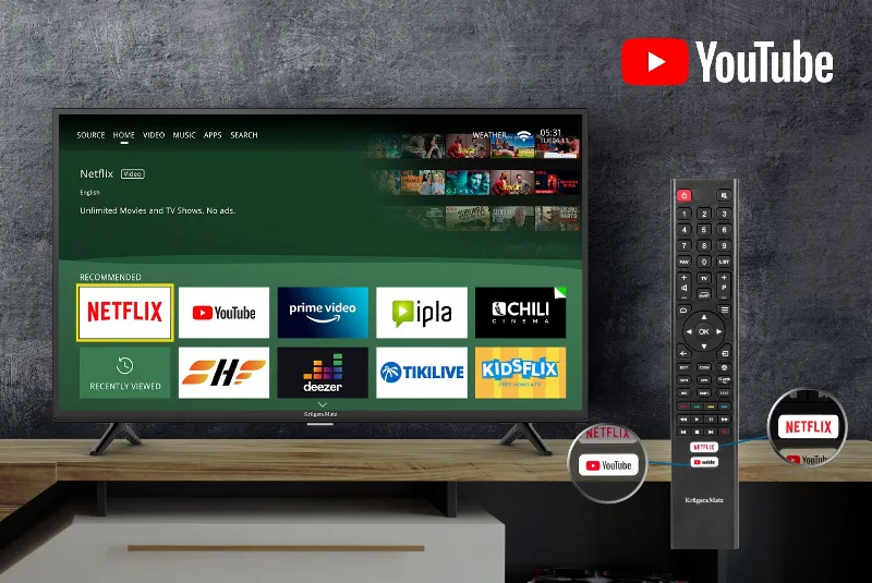 TV HD Smart 32 Inch 81CM H265 HEVC Kruger&Matz